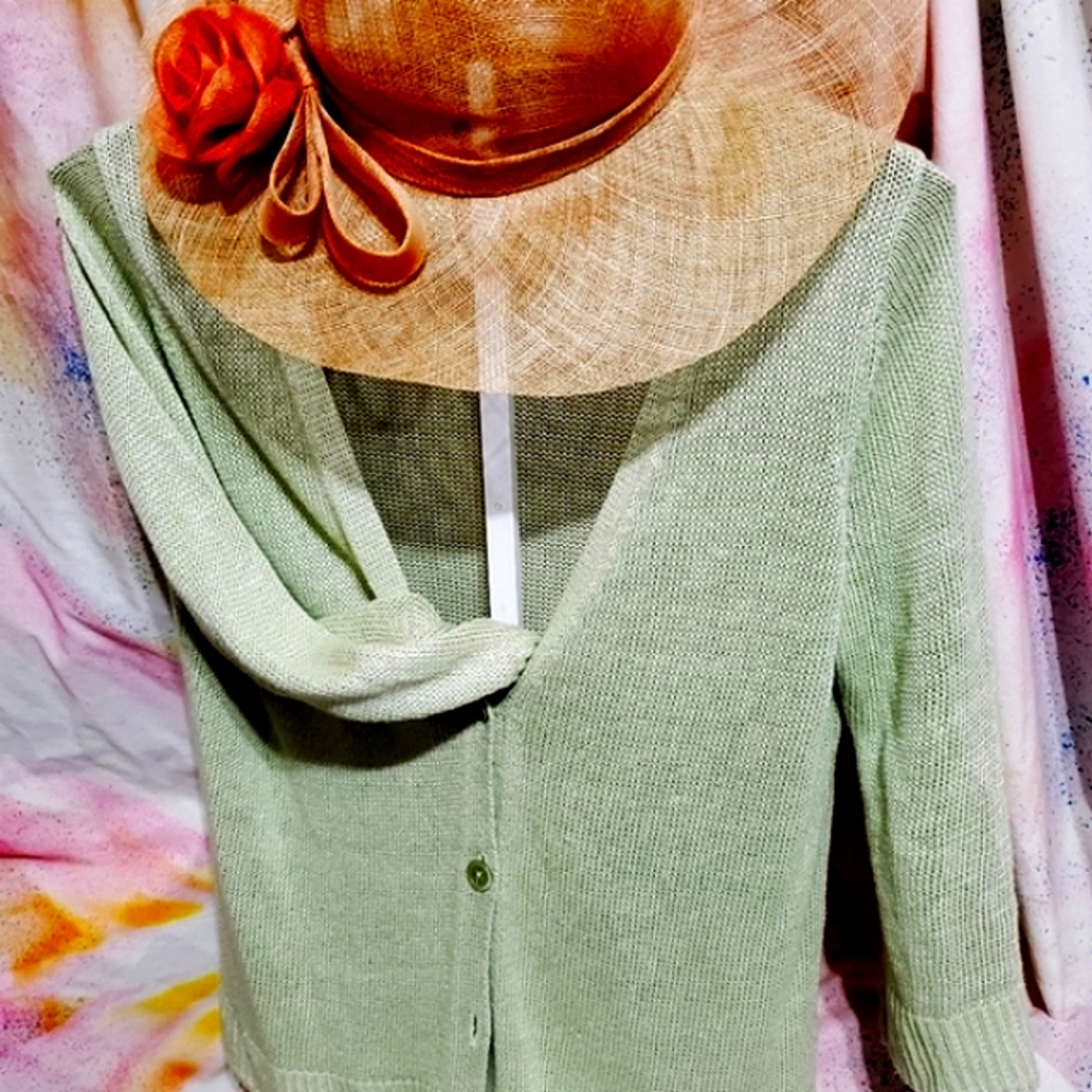 - TALBOTS SPRING   GREEN CARDIGAN